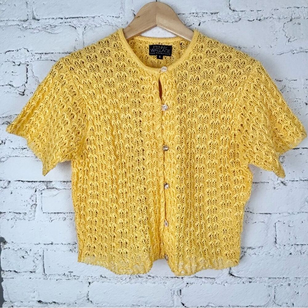 Vintage Penny Wallace San Francisco 100% Linen Knit Cardigan